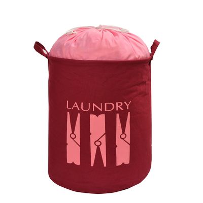 Yellow Weaves Cotton Canvas Laundry Basket/Bag for dirty clothes - Maroon