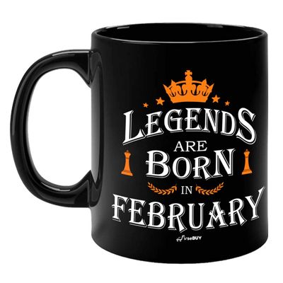 FirseBUY Legends are Born in February Ceramic Coffee Mug Gift for Men, 325ml