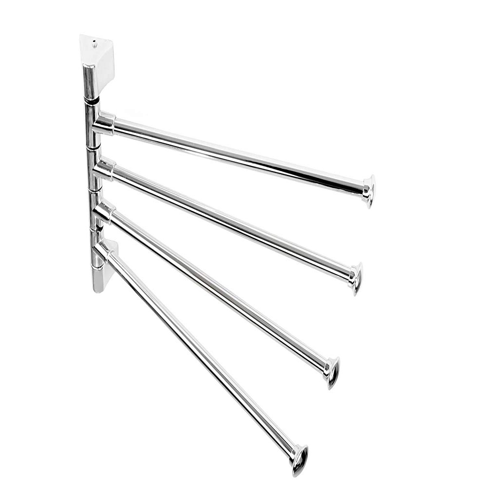 CAPITAL Stainless Steel 4-Arm Bathroom Swing Hanger Towel Bar/Wall Mounted Swivel Towel Bar Holder for Bathroom/Towel Stand/Towel Hanger 12" inch Long/Bathroom Accessories