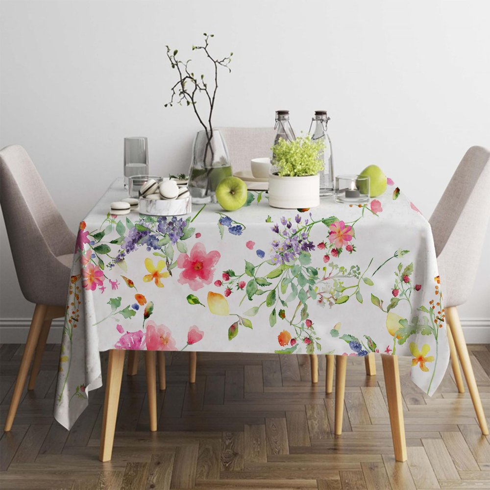 Oasis Home Collection Cotton Multi Color Printed 2 Seater Table Cloth - Water Color Print (Pack of 1,Square )