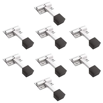 Sun Shield Stainless Steel Single Square Rod Rubber Door Stopper for Home (4 Inch, Chrome Finish) - 8 Pcs
