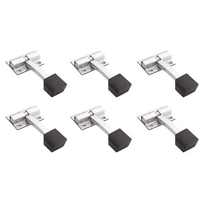 Sun Shield Stainless Steel Single Square Rod Rubber Door Stopper for Home (4 Inch, Chrome Finish) - 6 Pcs