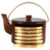WOOD ART STORE Wooden Kettle Shape Coasters Set with 6 Coaster Plate| Brass Embedded Design Coaster| Coasters for Tea Cups Coffee Mugs Beer Cans Bar Tumblers or Water Glasses view 4