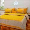 ART WORLD Pure Cotton Classic Rajasthani Traditional Chunari Printed Double Bed Sheet with Pillow Covers (Yellow, Queen Size) view 2