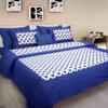 ART WORLD Queen Size Double Bed Sheet with Pillow Covers Pure Cotton Jaipuri Traditional Printed Bedcover (Blue) view 1