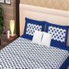 ART WORLD Queen Size Double Bed Sheet with Pillow Covers Pure Cotton Jaipuri Traditional Printed Bedcover (Blue) view 3