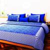 ART WORLD Queen Size Double Bed Sheet with Pillow Covers Pure Cotton Rajasthani Traditional Chunari Printed Bedcover (Blue) view 3