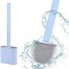 SKY BOX HEAVEN Silicone Antibacterial Bristles Toilet Brush with Holder Set - Deep-Cleaning No-Slip Long Plastic Handle Quick Drying Flexible Bristles Brush Clean Toilet Corner Easily (Multicolor) view 1