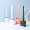 SKY BOX HEAVEN Silicone Antibacterial Bristles Toilet Brush with Holder Set - Deep-Cleaning No-Slip Long Plastic Handle Quick Drying Flexible Bristles Brush Clean Toilet Corner Easily (Multicolor) view 2