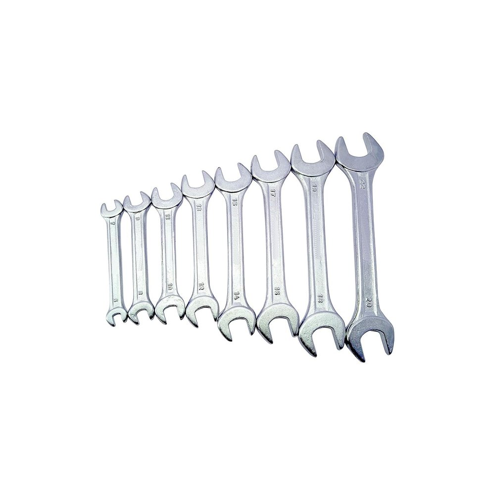 STONE Double Open End Spanner Set Repair Tools Kit for Car Bike and Multipurpose for Home (Nickel Chrome Coated Finish, Set Of 8-Pcs.)