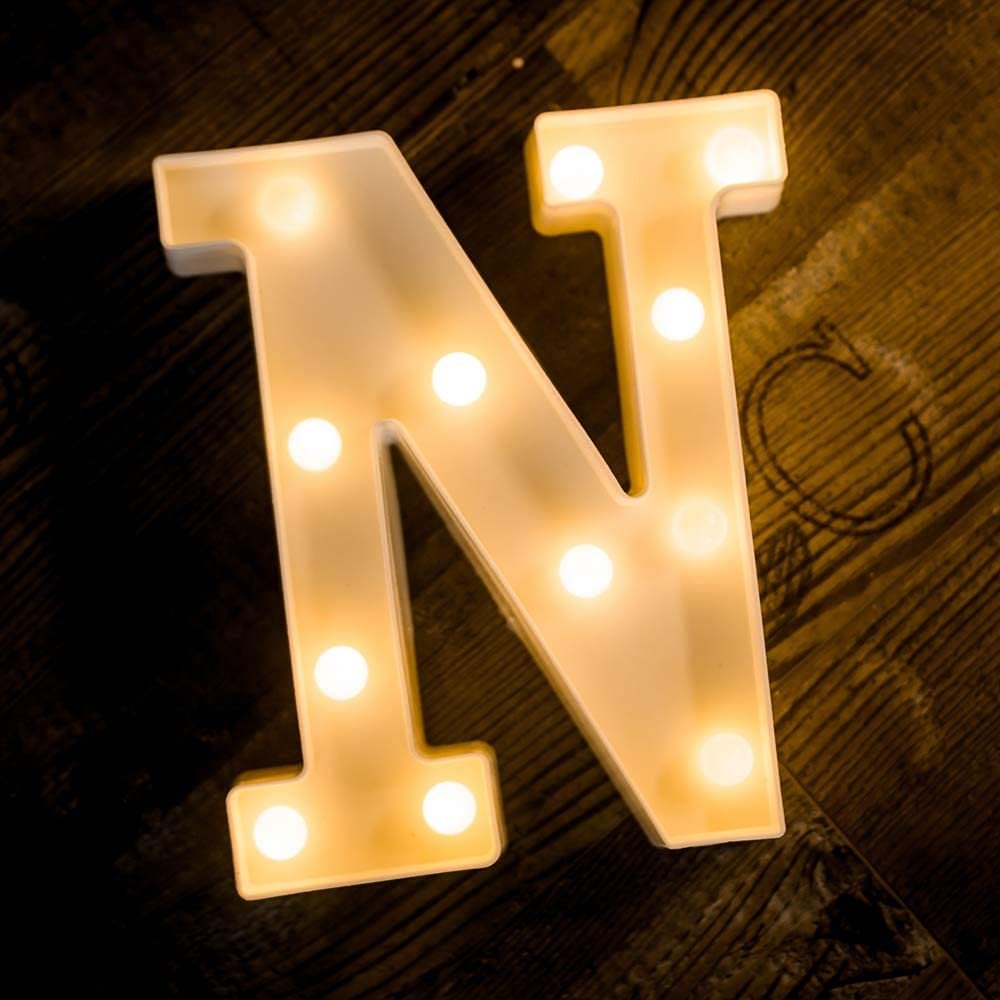 SATYAM KRAFT 1 Pc Marquee Alphabet Letter LED Light for Home Decor, Romantic Room Decoration, Wedding, Birthday, Anniversary, Night Lamp & Gift,Aesthetic Decor (Alphabet N, Big)