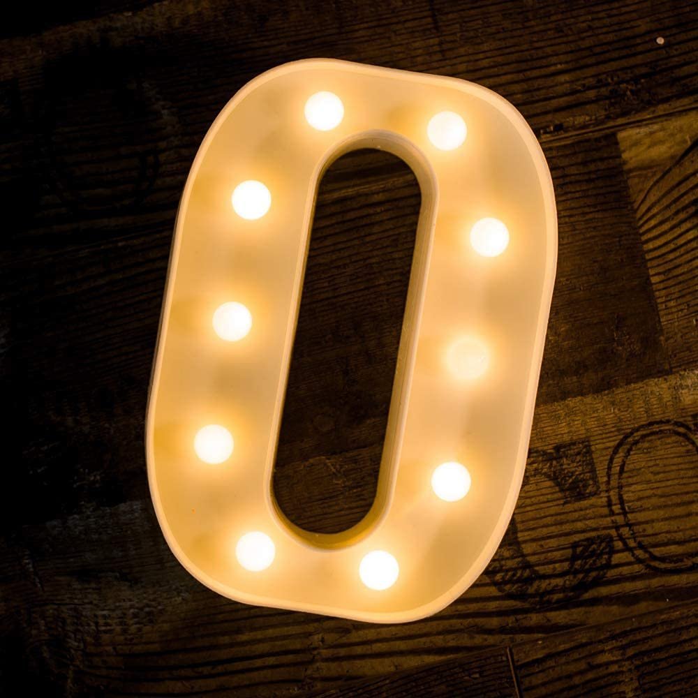 SATYAM KRAFT Marquee Alphabet Shaped Led Light-Asthetic Decorations Letter Light for Gift, Birthday, Bedroom, Table, Home Decoration, Night Lamp and Wall Lamp (O)