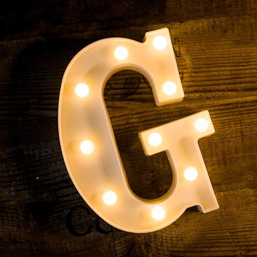 SATYAM KRAFT Acrylic 1 Pcs Marquee Alphabet Letter LED Light | Decorative Name Lamp for Home, Bedroom, Wedding, Birthday, Anniversary & Romantic Gift and Night and Wall Lamp (G, Big), White