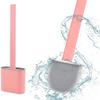 Heria Silicon Toilet Brush with Slim Holder Silicone Flex Toilet Brush Anti-drip Set Toilet Bowl Cleaner Brush, No-Slip Long Handle Soft Silicone Bristle Clean Toilet Corner Easily, Wall Mounting, Multi Color view 1