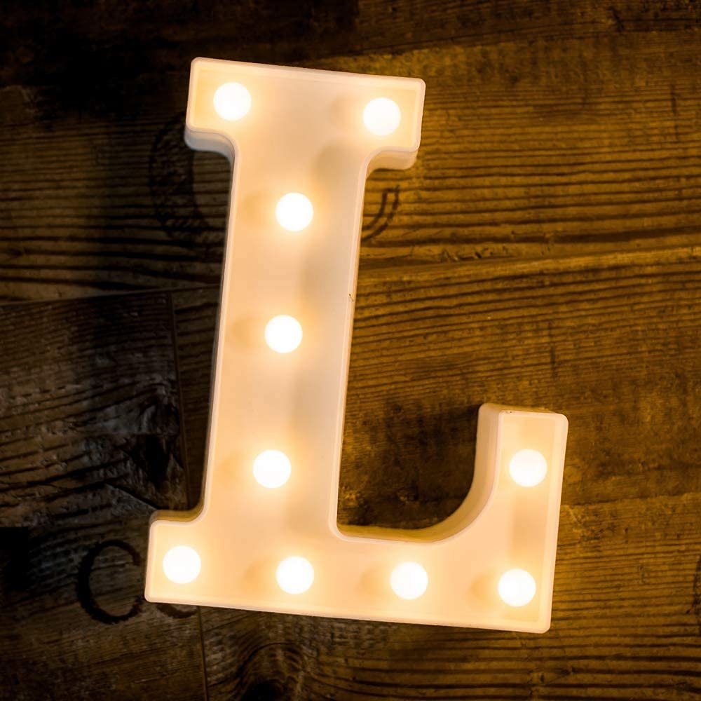 SATYAM KRAFT Acrylic 1 Pcs Marquee Alphabet Letter LED Light | Decorative Name Lamp for Home, Bedroom, Wedding, Birthday, Anniversary & Romantic Gift and Night and Wall Lamp (L, Big), White