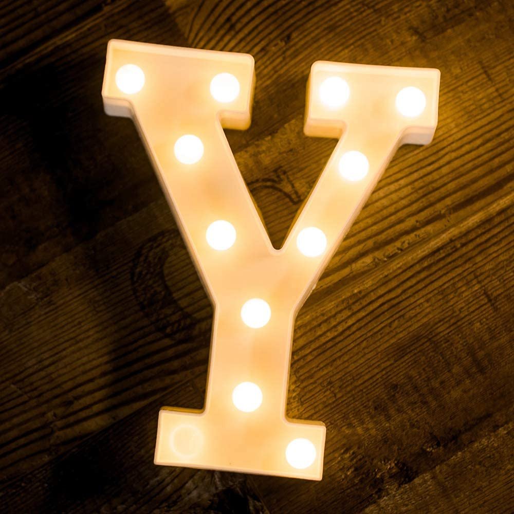 SATYAM KRAFT Acrylic 1 Pcs Marquee Alphabet Letter LED Light | Decorative Name Lamp for Home, Bedroom, Wedding, Birthday, Anniversary & Romantic Gift and Night and Wall Lamp (Y, Big), White