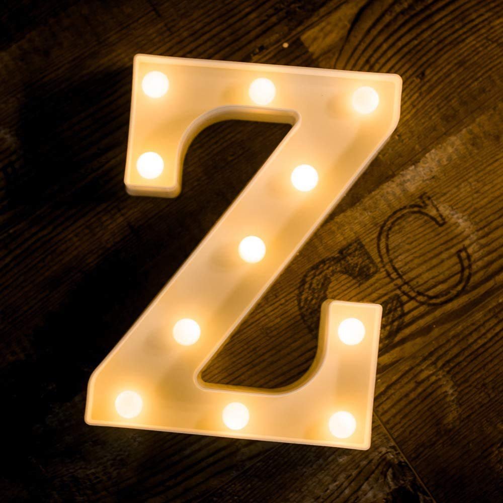 SATYAM KRAFT Acrylic 1 Pcs Marquee Alphabet Letter LED Light | Decorative Name Lamp for Home, Bedroom, Wedding, Birthday, Anniversary & Romantic Gift and Night and Wall Lamp (Z, Big),White