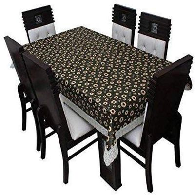 RMDecor 8 Seater Waterproof Printed Dining Table Cover with White lace Size 60 Inches x 108 Inches
