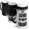 FirseBUY Magic Mug for Boys or Men - Legends are Born in February Ceramic Coffee Mug 11 Oz (Black) view 1