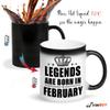 FirseBUY Magic Mug for Boys or Men - Legends are Born in February Ceramic Coffee Mug 11 Oz (Black) view 2