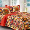 ART WORLD Queen Size Double Bed Sheet with Pillow Covers Pure Cotton Rajasthani Jaipuri Traditional Printed Bedcover (Orange, Queen) view 1