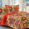 ART WORLD Queen Size Double Bed Sheet with Pillow Covers Pure Cotton Rajasthani Jaipuri Traditional Printed Bedcover (Orange, Queen) view 2