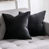 Khooti Decorative Velvet Square Cushion Cover Throw Pillow Cover for Living Room Couch Diwan Single Seater Sofa, Colourful Modern Small 24 x 24 Inches / 60 x 60 cm (Colour - Black)(Set of 1 Piece) C2-200 TC view 1