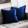 Khooti Decorative Velvet Square Cushion Cover Throw Pillow Cover for Living Room Couch Diwan Single Seater Sofa, Colourful Modern Small 10 x 10 Inches / 25 x 25 cm (Colour - Blue)(Set of 2 Pieces) C2-200 TC view 1