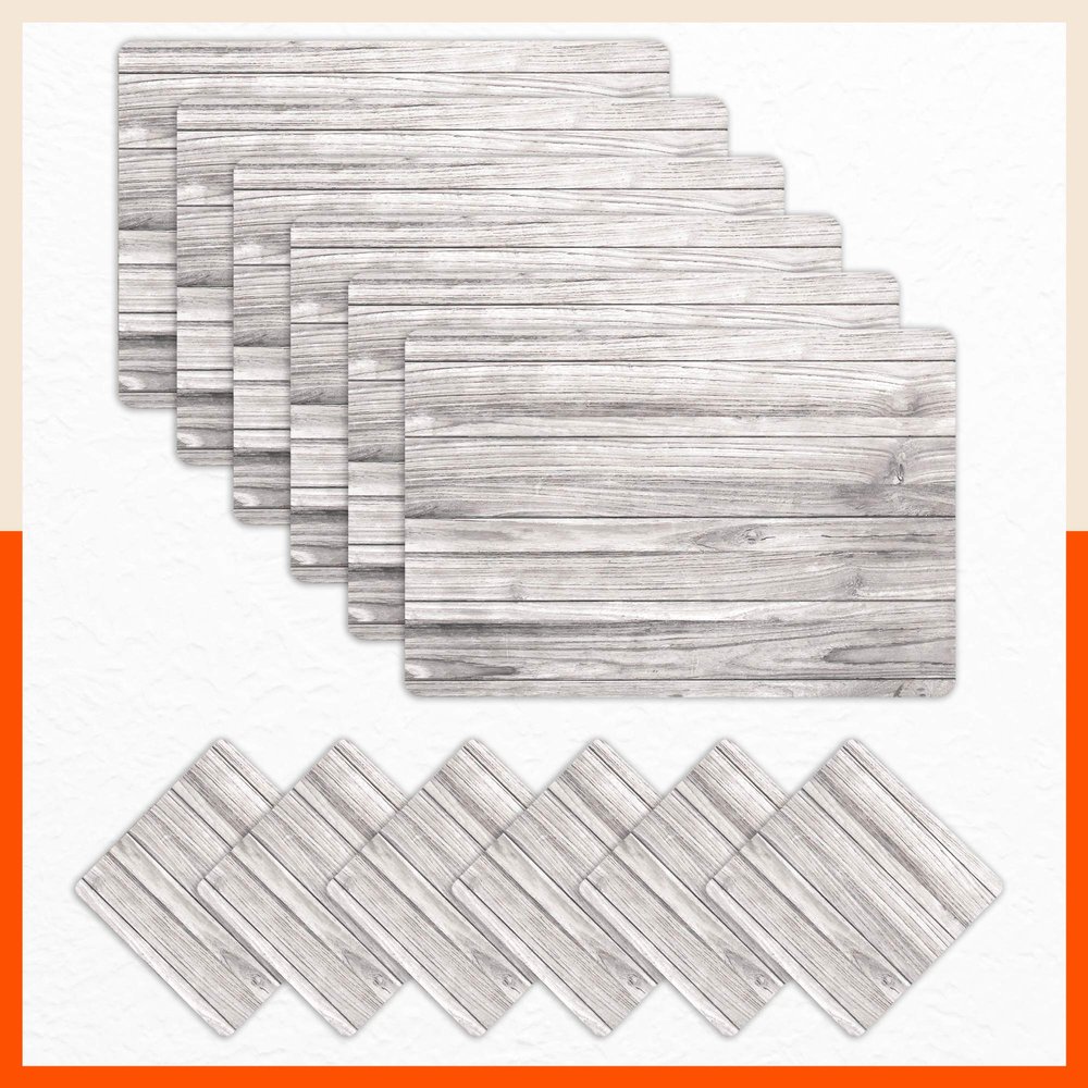 Bathla Table Mats - Set of 6-45cm x 30cm PVC Table Placemats & Coasters for Home Dining Table | Multipurpose, Heat-Resistant, Waterproof & Washable | Matworks (Balsa)