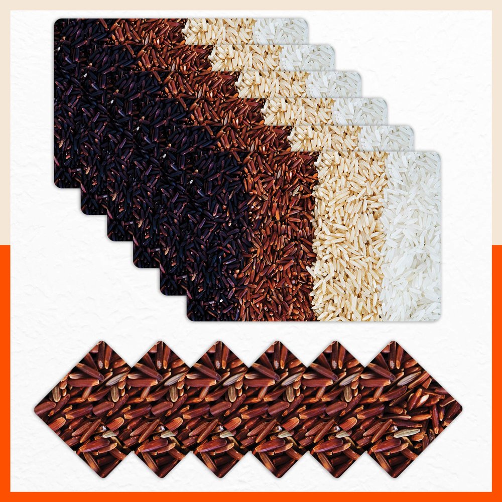 Bathla Table Mats - Set of 6-45cm x 30cm PVC Table Placemats & Coasters for Home Dining Table | Multipurpose, Heat-Resistant, Waterproof & Washable | Matworks (AMELLA)