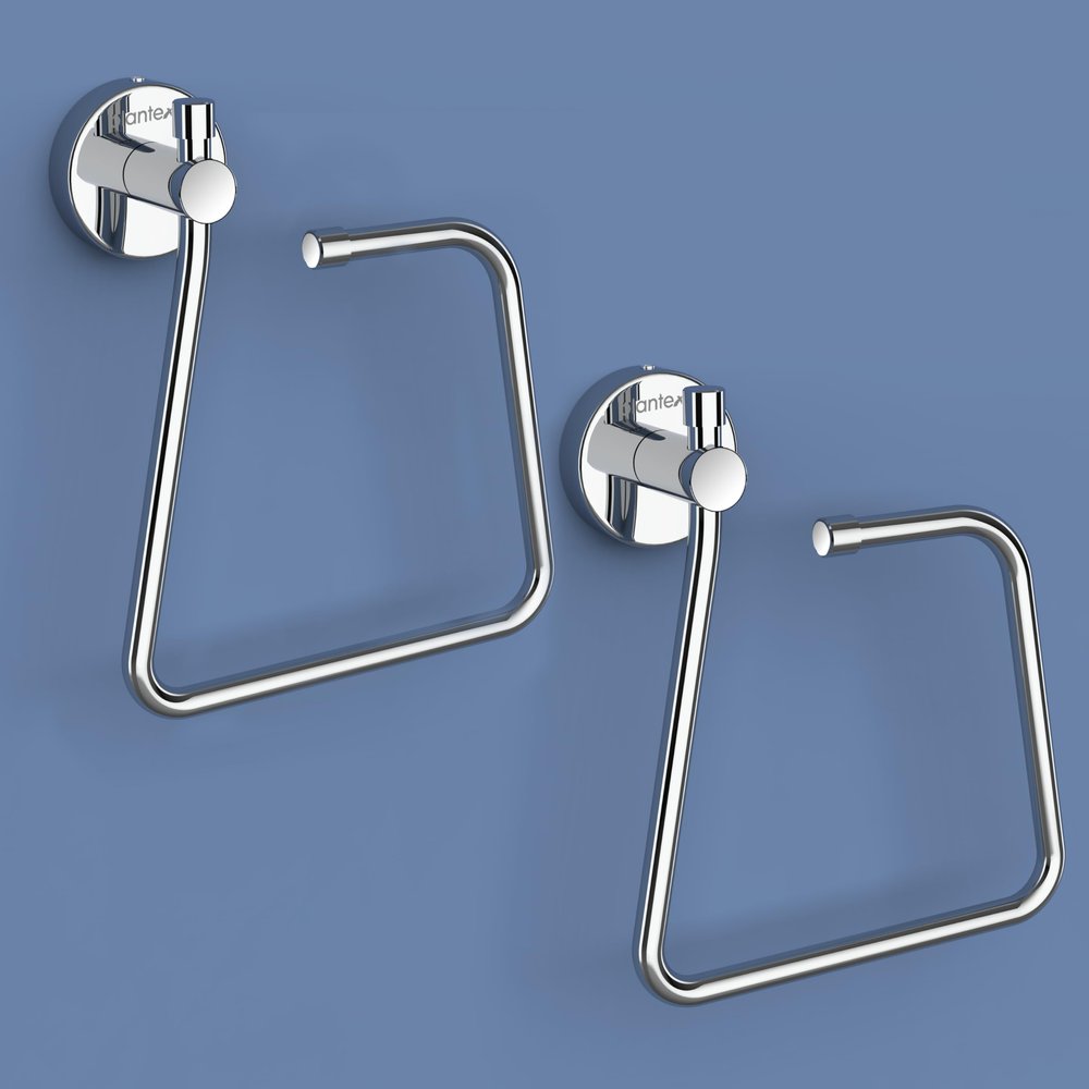 Plantex Stainless Steel Towel Ring for Bathroom/Napkin-Towel Hanger/Wash Basin/Bathroom Accessories - (Chrome-Rectangle) - Pack of 2