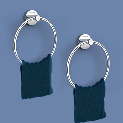 Plantex Stainless Steel Towel Ring for Bathroom/Wash Basin/Napkin-Towel Hanger/Bathroom Accessories - (Chrome/Round) - Pack of 2