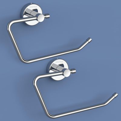 Plantex Stainless Steel Hand Towel Hanger for Washbasin/Napkin Holder for Bathroom/Towel Ring/Bathroom Accessories (Chrome) Pack of 2
