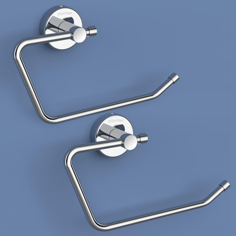 Plantex Stainless Steel Hand Towel Hanger for Washbasin/Napkin Holder for Bathroom/Towel Ring/Bathroom Accessories (Chrome) Pack of 2