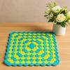 RR RITIKA Square wool Crochet Handmade Table Mat (33 cm, Sky Blue & Lemon) view 3