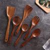 WOOD ART STORE Wooden Cooking Spoon Set with Spatulas for Non-Stick Kitchen Utensil Cooking Set Non Scratch Natural Wood Utensils for Cooking | Set of 6 and 1 Set of Silicon Spatula and Oil Brush (6) view 3