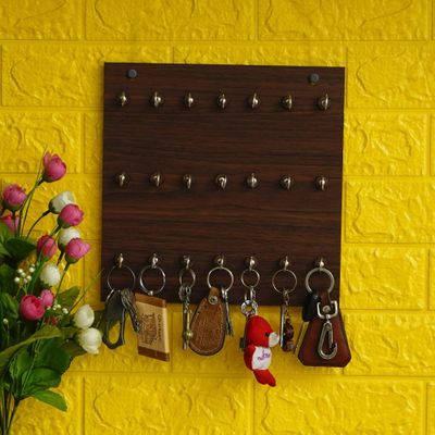 Webelkart Wooden Premium Key Chain Wall Hanging Key Holder- 21 Hooks (Brown)