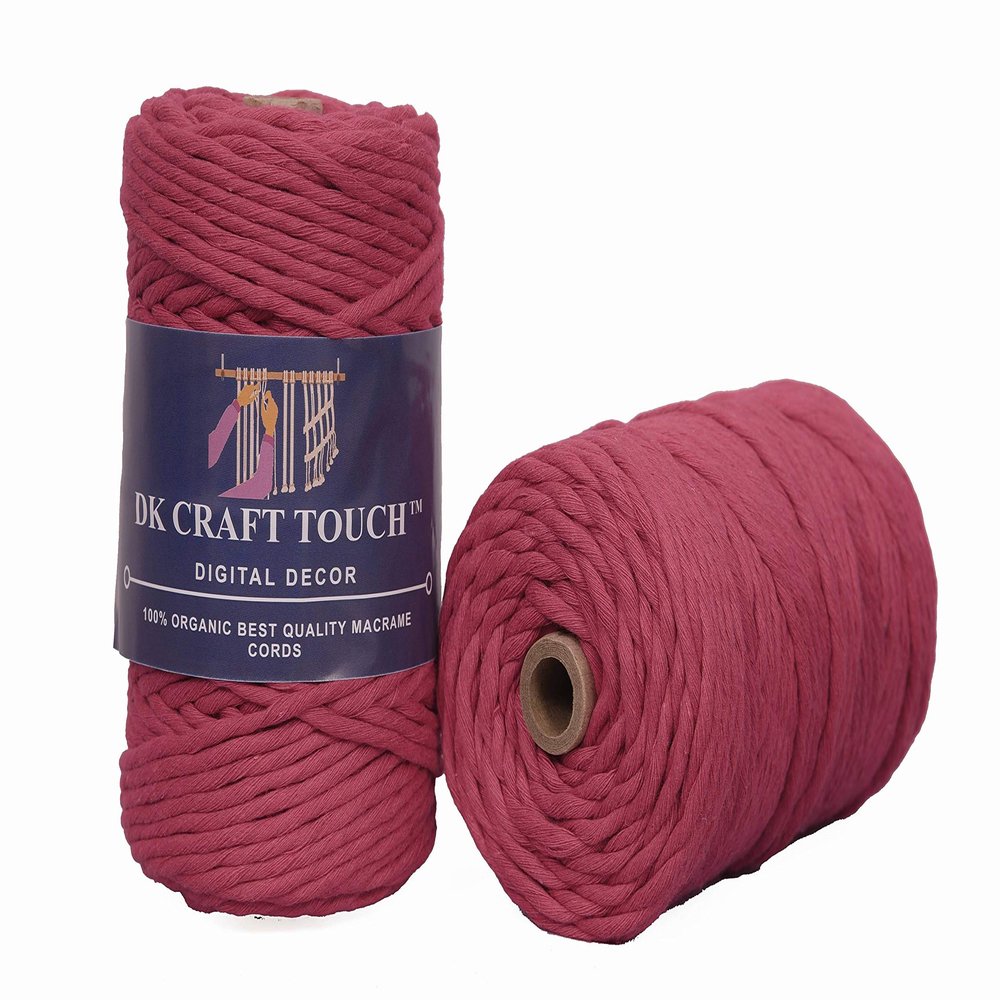 DK Craft Touch Twisted Macrame Pure Cotton Cord for Macrame DIY and Other Projects (Rose, 4mm Single Strand Ropes)