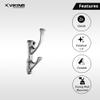 Viking. Wall Mounted Robe Hook (Double) -Durable material Zamak Construction - Polished CP,Heavy Duty Door Hanger Towel Robe Clothes Cabinet Closet Sponges Wall Hook for Bathroom Bedroom Kitchen Hotel view 3