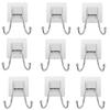 ZAVASIKA 9Pcs Stainless Steel Wall Hangers, Bath Towel Double Hook, Self Adhesive Hooks Stick On Wall Hanging Door Clothes Holder Utility Hanging Hooks Storage (Transparent) (9, Double Hook) view 1