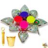 Brij Sugandha Holi Plate & Bucket  Pichkari | Plastic Silver Golden Holi Combo Set for Laddu Gopal Holi FestivalBy The Kanha Store (4 Bowl Plate) view 1