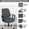 HOTKEI Dark Gray 2 Piece Pack of 1 Office Chair Cover 200GSM Fabric Stretchable Elastic Removable Washable Office Computer Desk Executive Rotating Chair Seat Covers Slipcover Protector view 2
