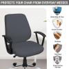 HOTKEI Dark Gray 2 Piece Pack of 1 Office Chair Cover 200GSM Fabric Stretchable Elastic Removable Washable Office Computer Desk Executive Rotating Chair Seat Covers Slipcover Protector view 3