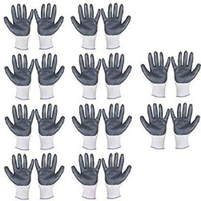 RBGIIT 10 General Waterproof Work Gloves for Men and Women ? Flexible, Double Coated Latex, Multipurpose, Sandy Grip Foam Palm.