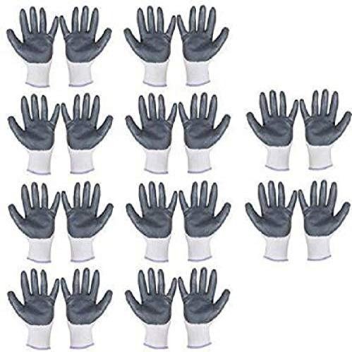 RBGIIT 10 General Waterproof Work Gloves for Men and Women ? Flexible, Double Coated Latex, Multipurpose, Sandy Grip Foam Palm.