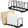 Crafties Art Metal Dish Plate Storage Rack Kitchen Storage Cabinet Organizer Pot Lid Holder Multifunctional Dying Display Rack for Pad Pans Pots, Bakeware, Trays, Cutting Boards (Black) view 1