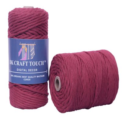DK Craft Touch Twisted Macrame Pure Cotton Cord for Macrame DIY and Other Projects (Cherry Red, 4mm Single Strand Ropes)