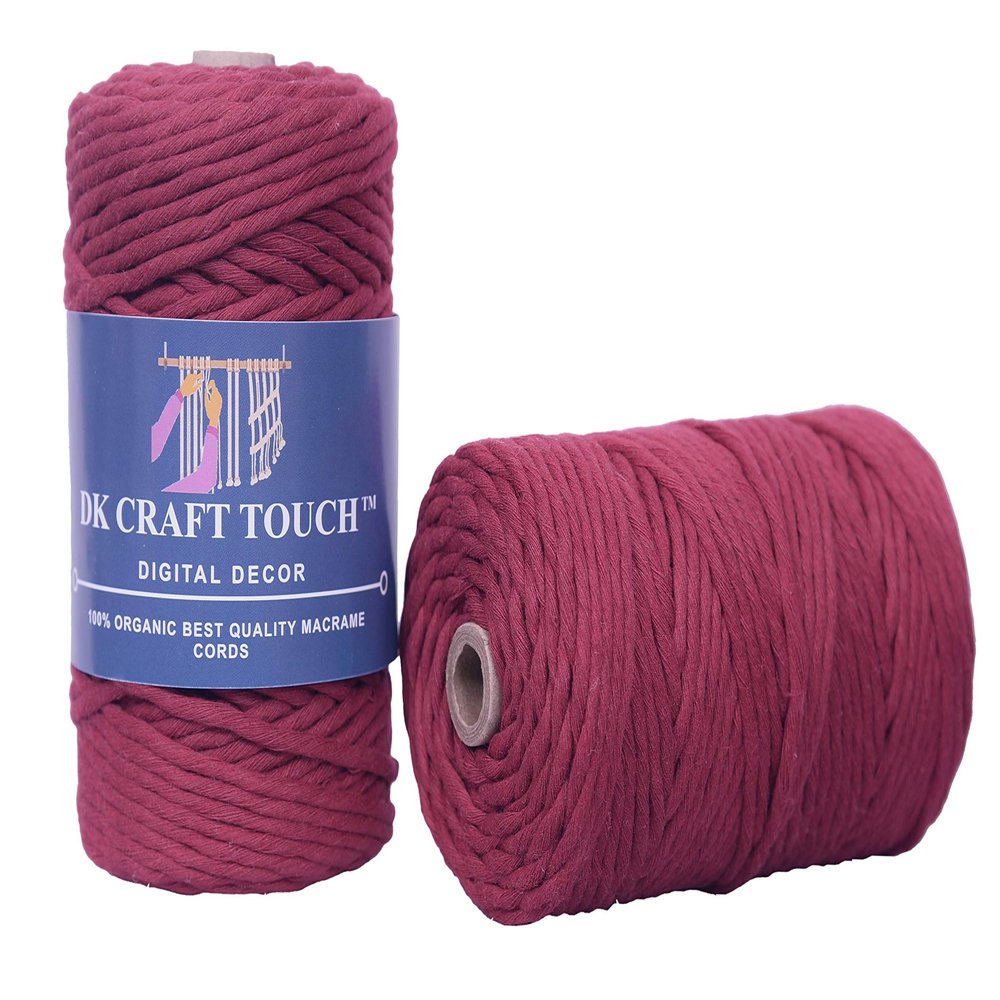 DK Craft Touch Twisted Macrame Pure Cotton Cord for Macrame DIY and Other Projects (Cherry Red, 4mm Single Strand Ropes)