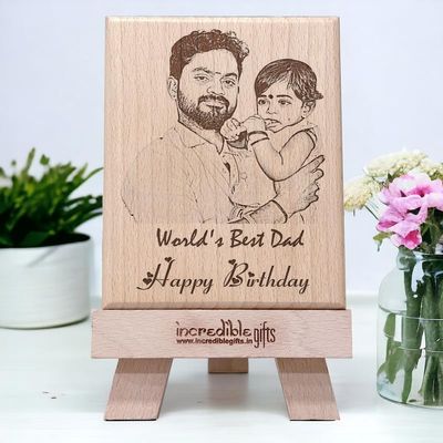 Incredible Gifts India GFTBX Customized Engraved Wooden Photo Frame For Dad Birthday (5X4 Inches, Wood), Tabletop Rectangular