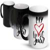 FirseBUY Romantic Quotes - My Heart is Yours Love Printed Ceramic Magic Mug Gift for Girlfriend Boyfriend Husband Wife, Black 325 ml view 1